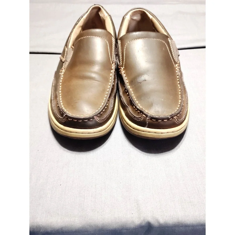 Margaritaville Men 10 Brown Resort Leather Loafers Starboard Casual Boat Shoes*